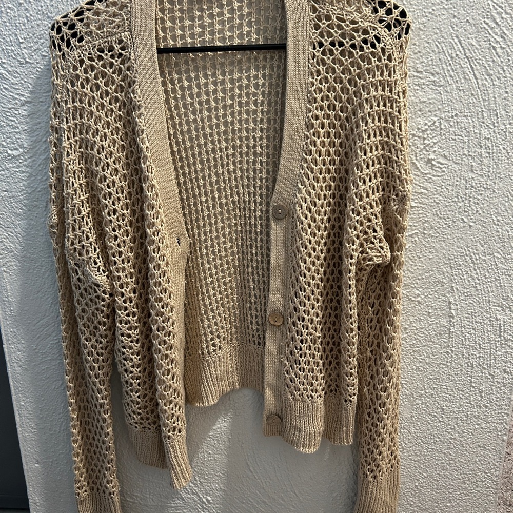 RD Style Tan Open-Front Cardigan Sweater